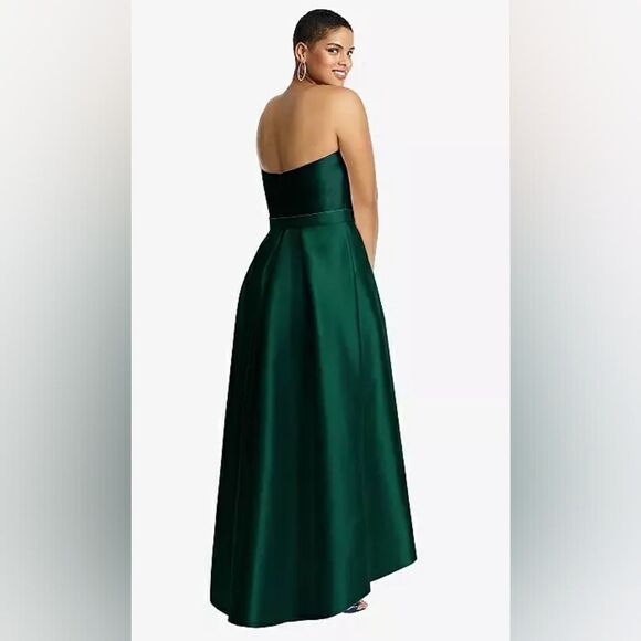 Alfred Sung D699 Satin Sleeveless Gown Hunter Green NWOT Sz 8 Regular - Picture 2 of 8